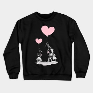 Two cute Elephants with Hearts - Oilpainting of Love Crewneck Sweatshirt